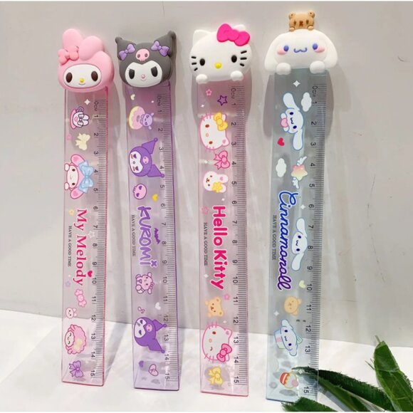 Adorable Hello Kitty Ruler Set – 4PCS Cute Stationery Melody Kuromi Cinnamoroll - Picture 2 of 4